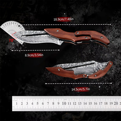 Outdoor Folding Knife Stainless Steel Fixed Blade Wooden Handle EDC Pocket Knife Fishing Knife Camping Hunting Tactical Knife